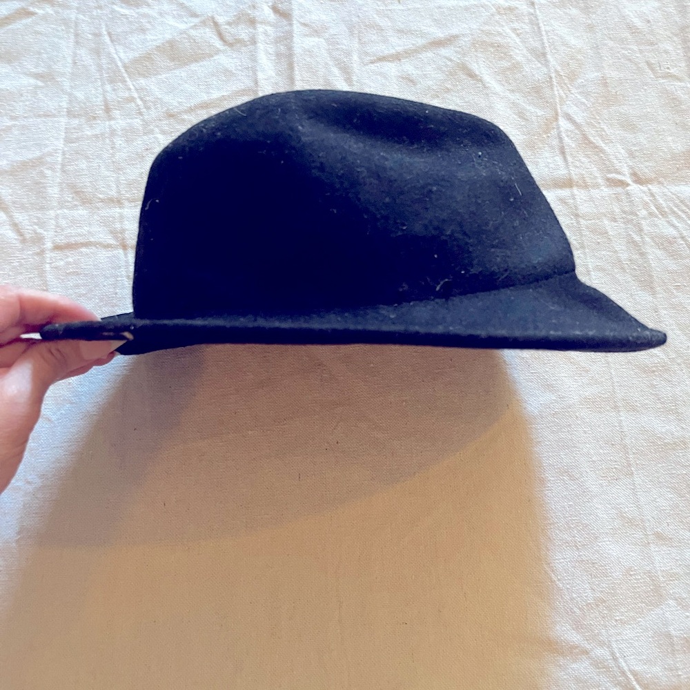 Vintage wool black fedora hat